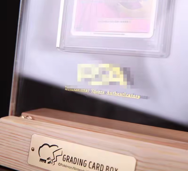 Premium PSA Acryl Kartenhalter mit Holzsockel & UV-Schutz – Edles Display für Sammelkarten