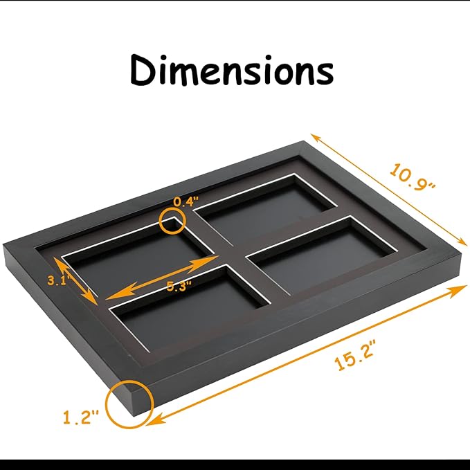 Premium PSA Karten Display Rahmen für 4 Karten – Wandhalterung & Vitrine für Sammelkarten (PSA, CGC, TAG) – Schwarzer Holzrahmen mit UV-Schutzglas für Pokémon, Sportkarten, Yu-Gi-Oh, MTG